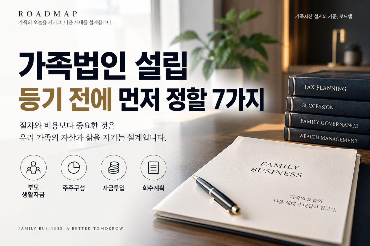 가족법인 설립 등기 전에 먼저 정할 7가지